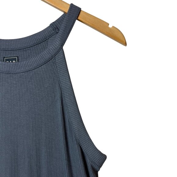 Gap Ribbed Halter Neck Sleeveless A-Line Dress S Blue Gray Rayon Blend - Picture 4 of 11